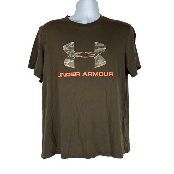 Under Armour HeatGear Loose Fit Camo Logo Mens T Shirt Size Large Graphic Tee - Picture 1 of 3